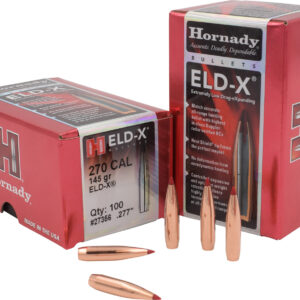 Hornady 27356 ELD-X 270 Cal .277 145 gr Extremely Low Drag eXpanding 100 Per Box/ 15 Case