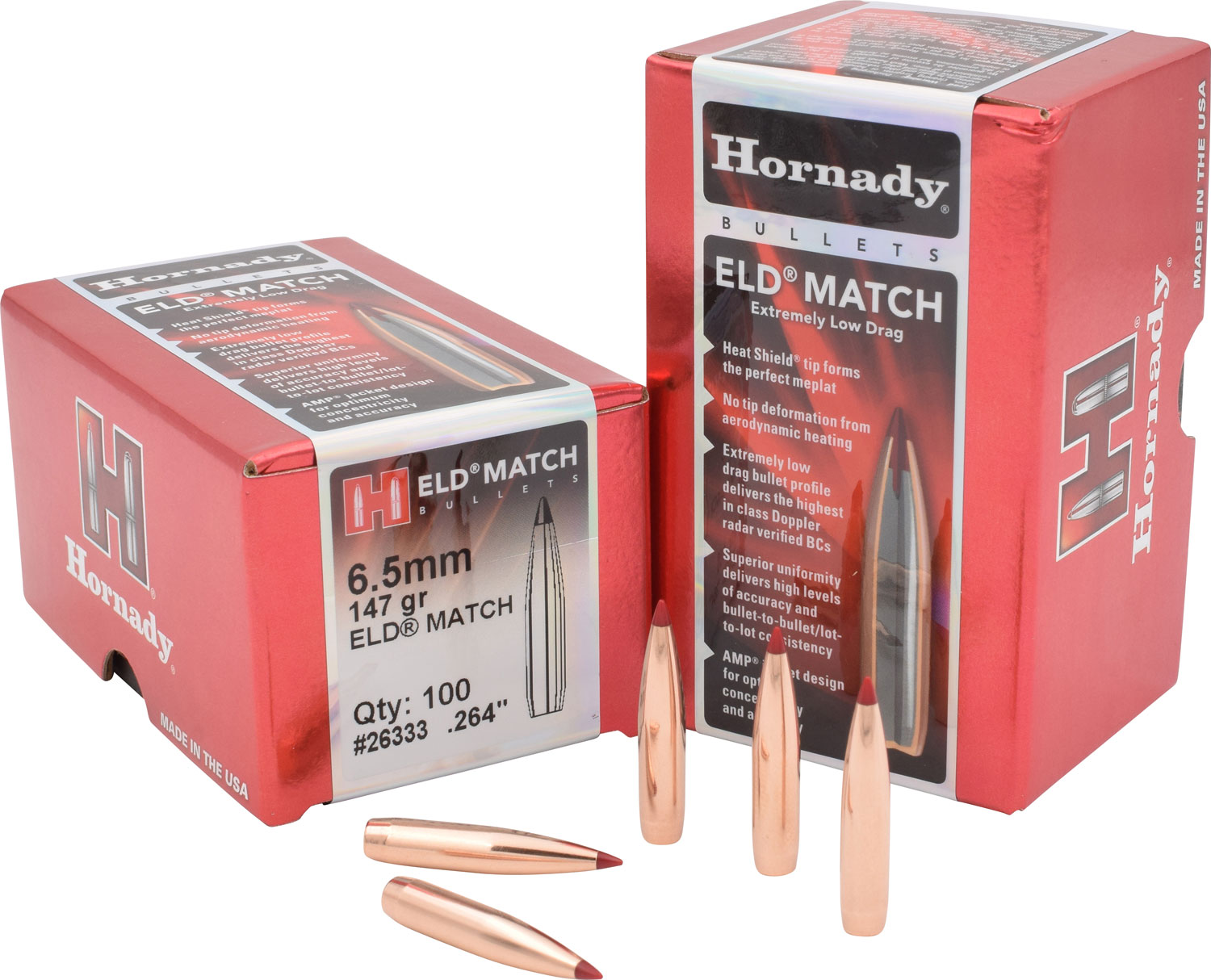 Hornady 26333 ELD Match 6.5mm .264 147 gr Extremely Low Drag Match 100 Per Box/ 15 Case