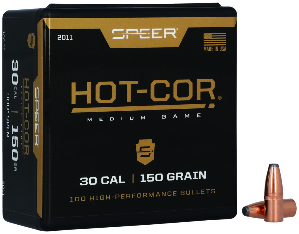 Speer 2011 Hot-Cor  30Cal 150gr Soft Point Flat Nose 100 Per Box/5 Case