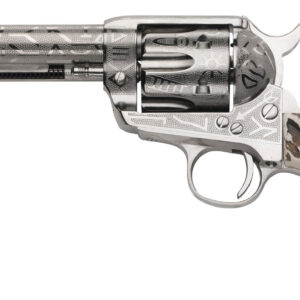 Taylors & Company 200063 1873 Cattle Brand 45 Colt (LC) Caliber with 5.50" Barrel, 6rd Capacity Cylinder, Overall Nickel-Plated Engraved Finish Steel & Imitation Stag Grip