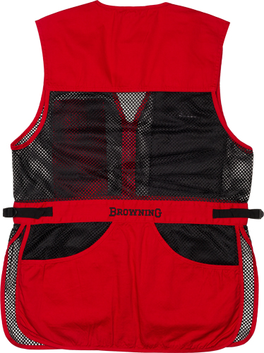 BROWNING MESH SHOOTING VEST - R-HAND 2XL BLACK/RED TRIM