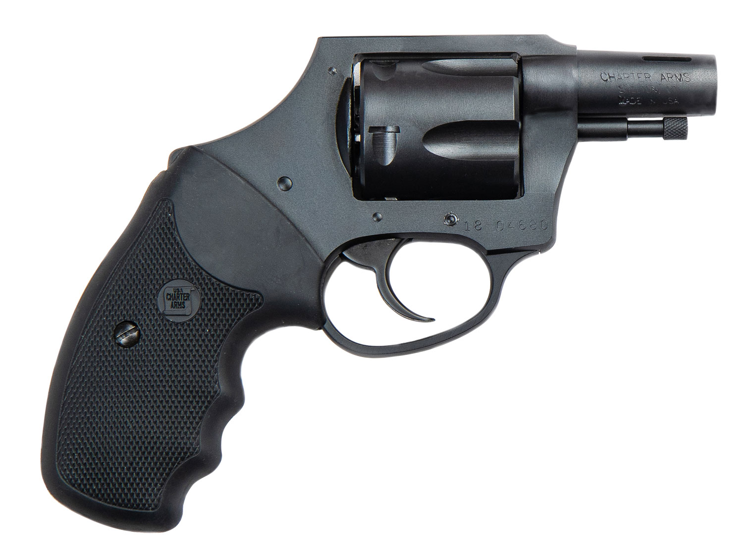 Charter Arms 64429 Boomer Large 44 Special, 5 Shot 2" Black Nitride Ported/Tapered Steel Barrel, Black Nitride Cylinder & Frame w/Black Finger Grooved Rubber Grip