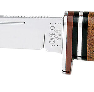 Case 00381 Hunter 5" Fixed Clip Point Plain Mirror Polished Tru-Sharp SS Blade/4.50" Grooved Leather Handle Includes Sheath