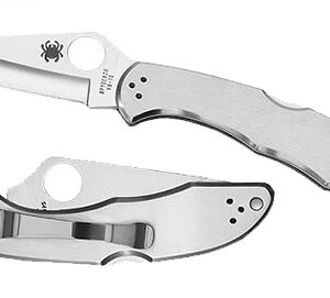 Spyderco C11P Delica 4 2.95" Folding Drop Point Plain VG-10 SS Blade/ Stainless Steel Handle Includes Pocket Clip