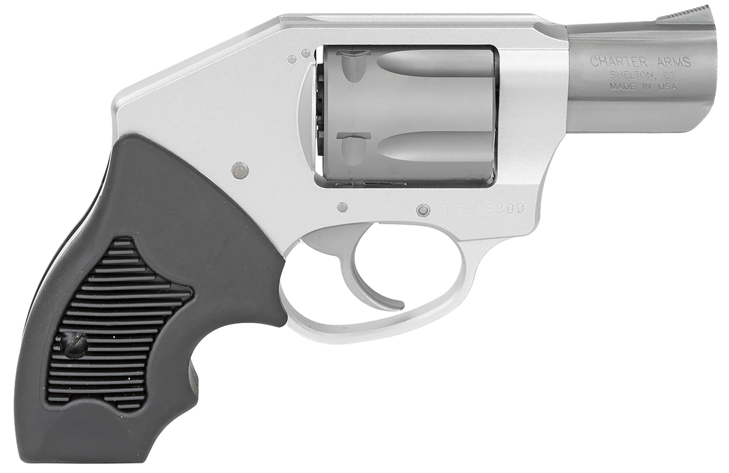 Charter Arms 53811 Off Duty Small 38 Special, 5 Shot 2" Stainless Steel Barrel & Cylinder, Anodized Aluminum Frame w/Black Finger Grooved Rubber Grip