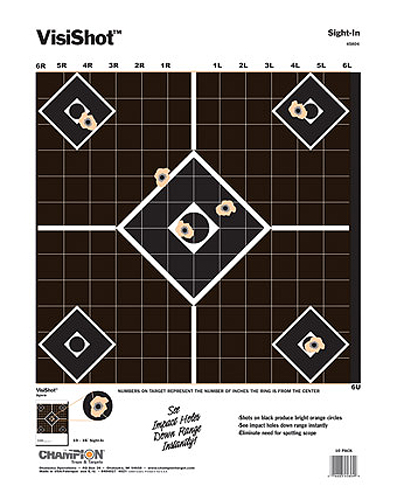 Champion Targets 45804 VisiShot  5-Diamond Paper Hanging Pistol/Rifle 13" x 18" Black/White 10 Pack