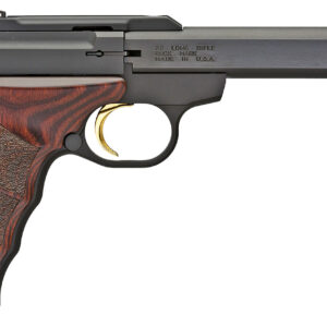 Browning 051429490 Buck Mark Plus *CA Compliant 22 LR 10+1 5.50" Slab Side Barrel, Matte Black Serrated Steel Slide  & Aluminum Frame, Brown Finger Grooved Laminate Grips