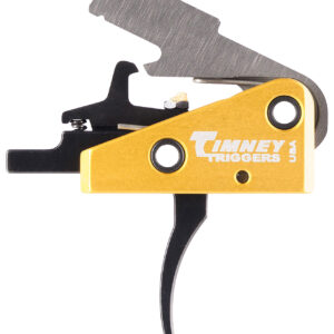 Timney Triggers 667S Competition Trigger Single-Stage Curved Trigger with 3 lbs Draw Weight & Black/Gold Finish for AR-15