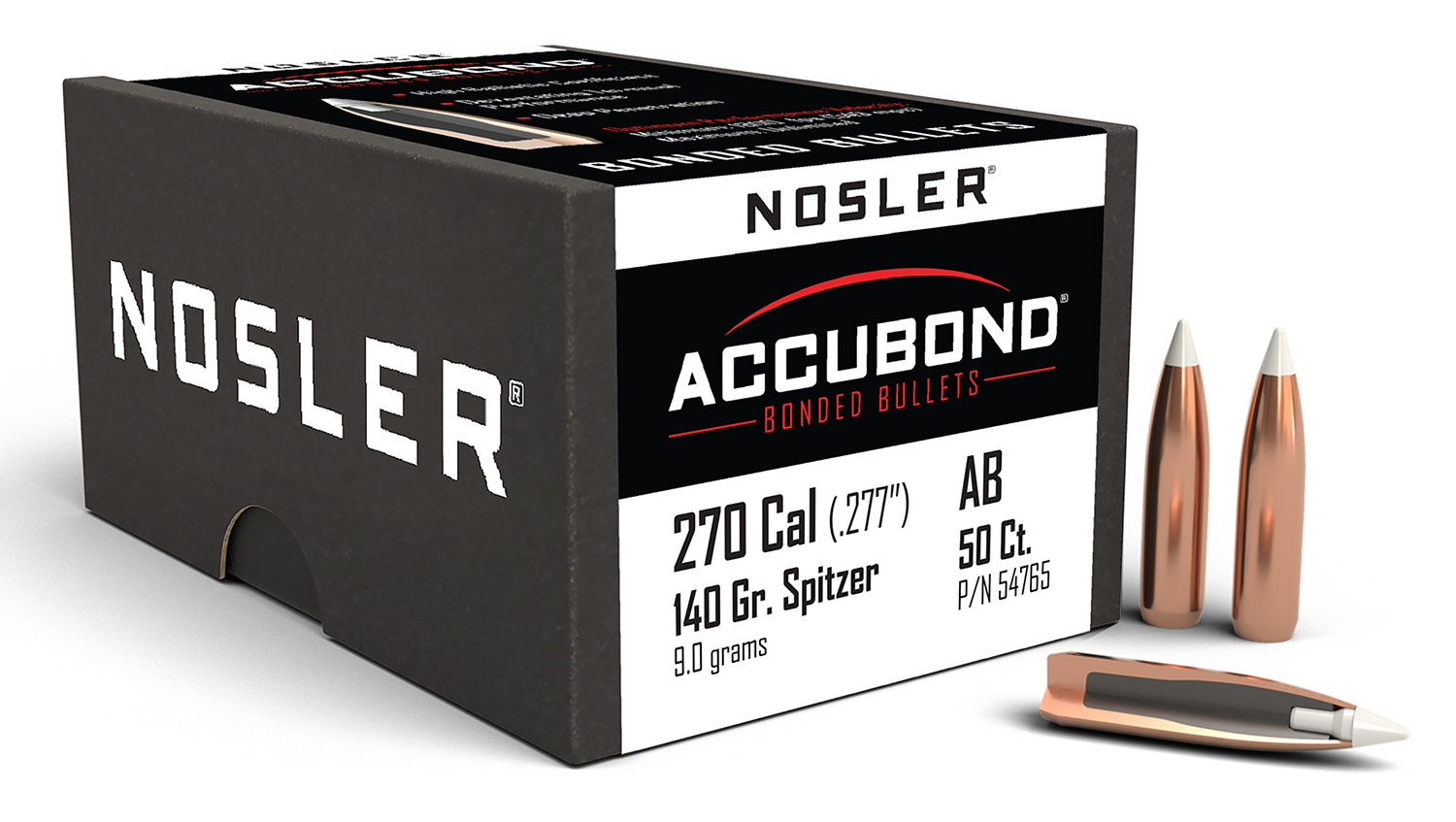 Nosler 54765 AccuBond 270Win 140gr Spitzer Point 50/Box