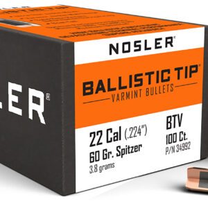 Nosler 34992 Ballistic Tip 22Cal 60gr Spitzer 100/Box