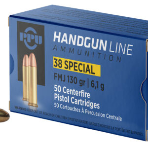 PPU PPH38SF Handgun 38Special 130gr Full Metal Jacket 50 Per Box/10 Case