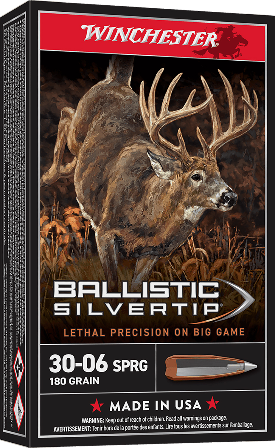 Winchester Ammo SBST3006B Ballistic Silvertip 30-06Springfield 180gr Rapid Controlled Expansion Polymer Tip 20 Per Box/10 Case