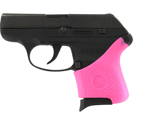 Hogue 18107 HandAll Hybrid Grip Sleeve made of Rubber with Textured Pink Finish for Ruger LCP