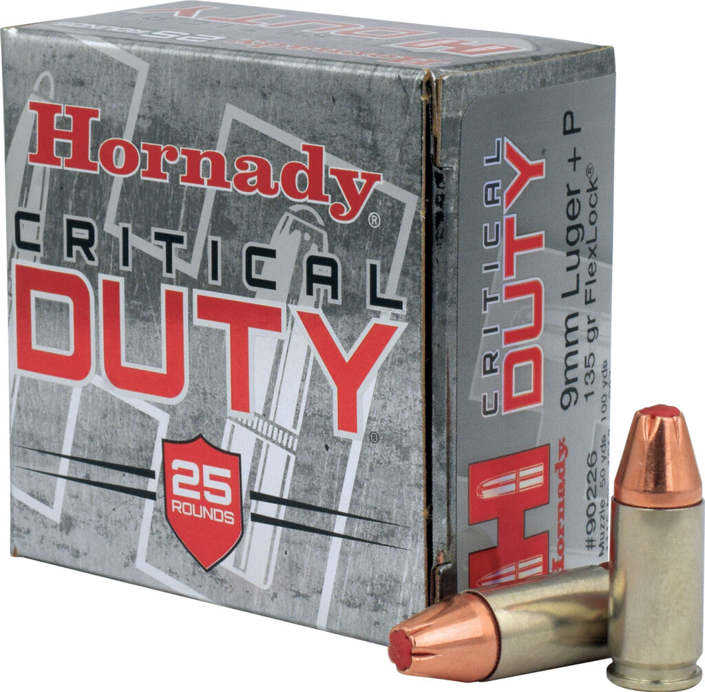 Hornady 90226 Critical Duty 9mmLuger+P 135gr Hornady FlexLock 25 Per Box/10 Case