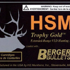 HSM 300WSM210VLD Trophy Gold Extended Range 300 WSM 210 gr Berger Hunting VLD Match 20 Per Box/ 25 Case