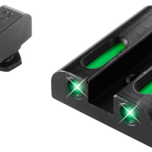 TruGlo TG13GL1A TFX  Low Green/White Outline Fiber Optic/Tritium Front/Green Fiber Optic/Tritium Rear/Black Nitride Fortress Frame, Compatible w/Most Glock Except MOS, Front Post/Rear Dovetail Mount