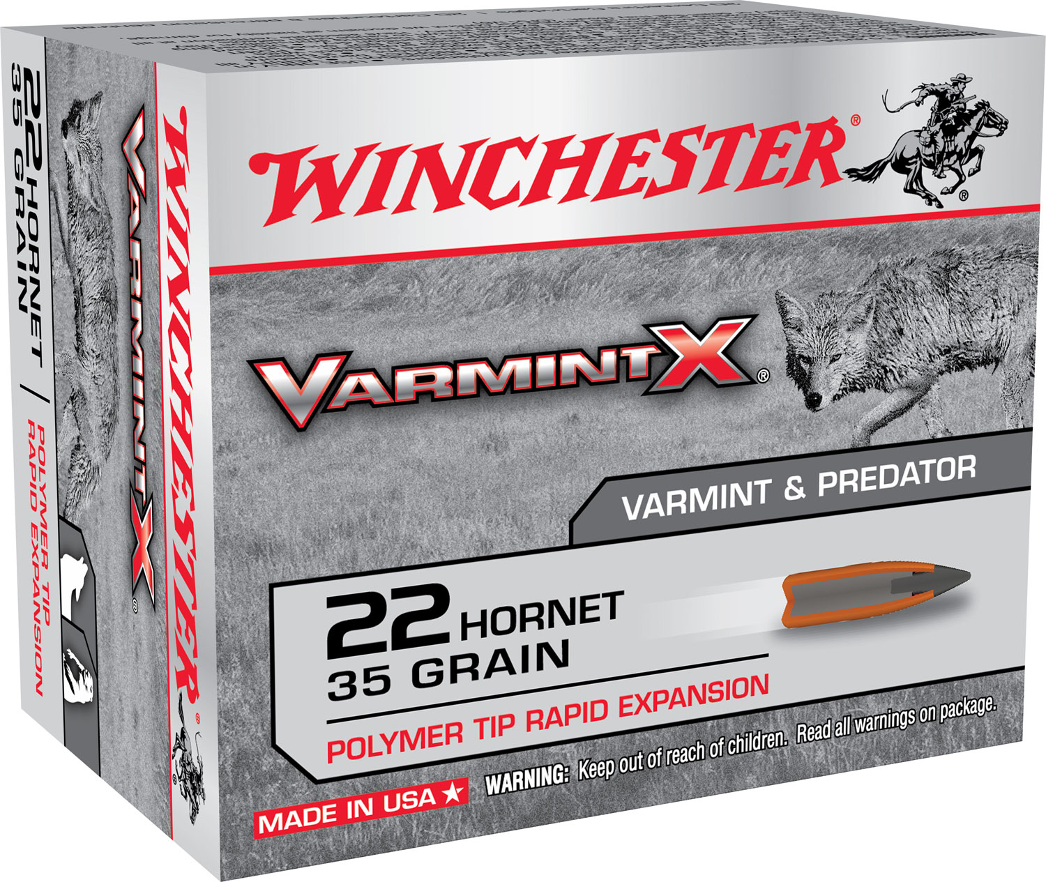 Winchester Ammo X22P Varmint X 22Hornet 35gr Polymer Tip Rapid Expansion 20 Per Box/10 Case