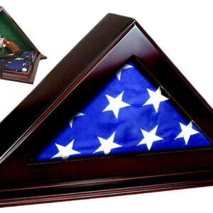Peace Keeper PFC Patriot Flag Case Key Entry Mahogany Stain Wood Holds 1 Handgun 22" W x 4.25" D x 11.50" H