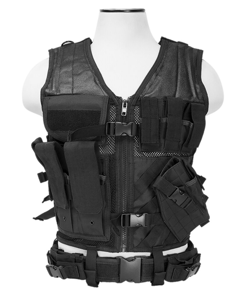 NcStar CTVL2916B Tactical Vest XL-XXL Black PVC/Mesh Webbing