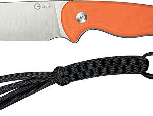 CIVIVI KNIFE TIMBERBARK 3.2" - FIXED ORANGE/SATIN G10 STNWSH