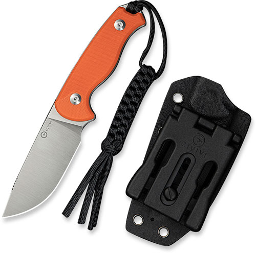 CIVIVI KNIFE TIMBERBARK 3.2" - FIXED ORANGE/SATIN G10 STNWSH - Image 3