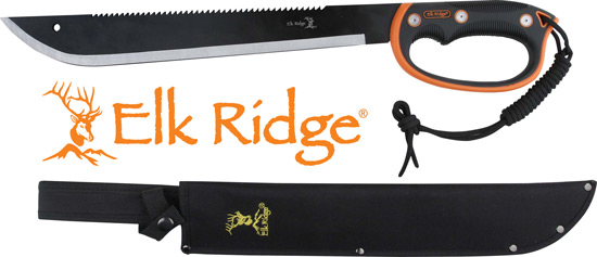 MC ELK RIDGE MACHETE 21.5" - BLADE W/SHEATH D-HANDLE BLK