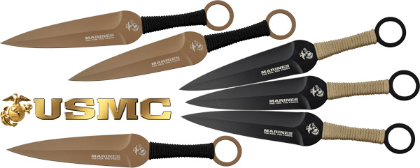 MC USMC 9" SPEAR POINT - THROWING KNIVES 6-PACK BLK/FD