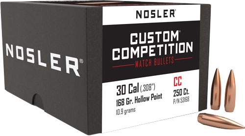 NOSLER BULLETS 30 CAL .308 - 168GR HP-BT CUSTOM COMP. 250C