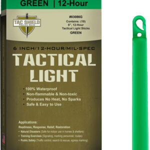 TAC SHIELD TACTICAL LIGHT - STICK 12 HOUR 6" GREEN 10PK