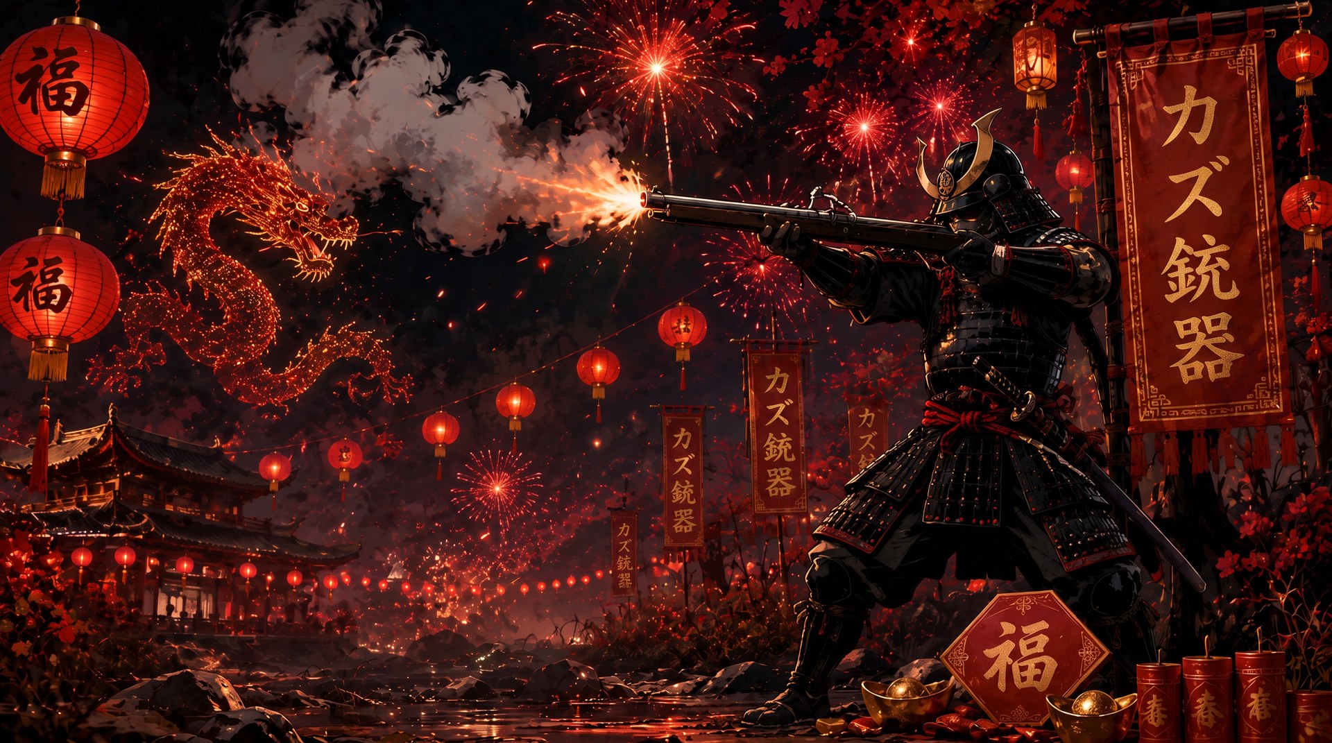 Samurai firing a tanegashima matchlock — Kazu Arms