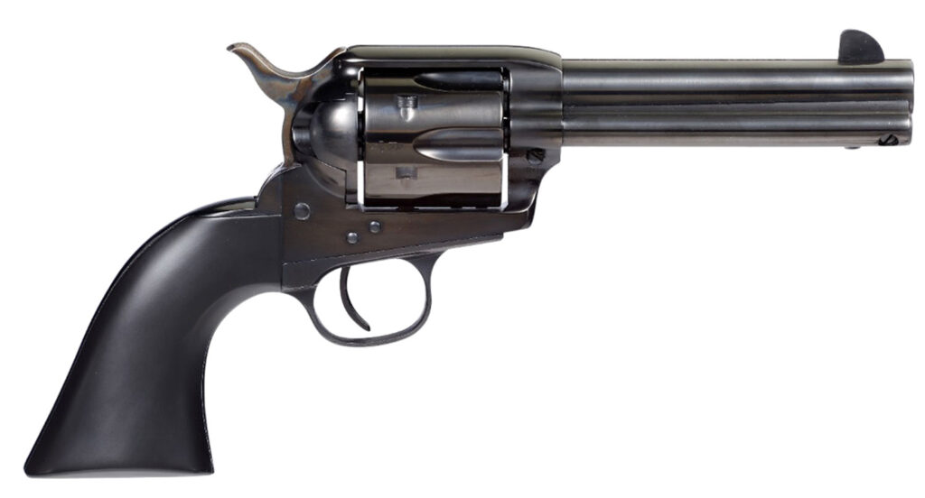 Taylors & Company 555162 Devil Anse  357 Mag Caliber with 4.75" Blued Finish Barrel, 6rd Capacity Blued Finish Cylinder, Color Case Hardened Finish Steel Frame & Matte Black Wood Grip