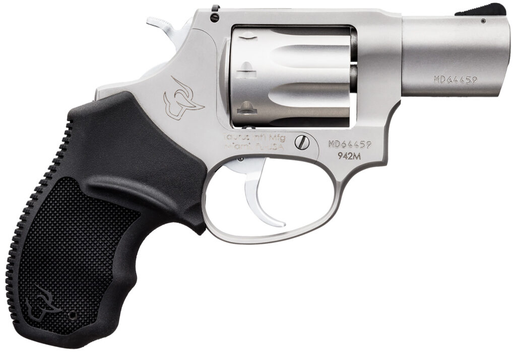 Taurus 2942M029 942 22 WMR 8rd 2" Barrel, Overall Matte Finish Stainless Steel & Finger Grooved Black Polymer Grip