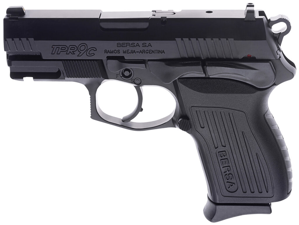 Bersa TPR9CM TPRC Compact Frame 9mm Luger 13+1, 3.25" Black Manual Barrel, Matte Black Serrated Steel Slide & Aluminum Frame, Ambidextrous
