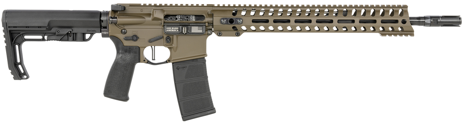 Patriot Ordnance Factory 01752 Minuteman Direct Impingement 5.56x45mm NATO 16.50" 30+1 Patriot Brown Rec/14.5" M-Lok Handguard Black Nitride Barrel Black Polymer Grip 6 Position MFT Stock