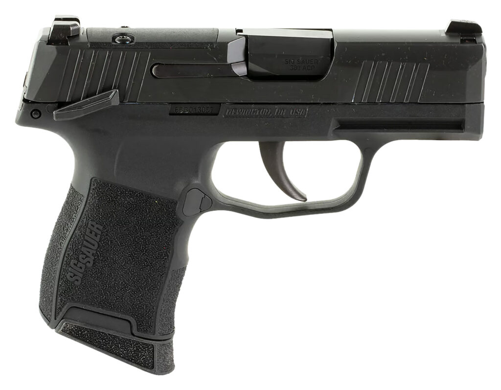 Sig Sauer 365380BSSMS P365  Micro-Compact 380 ACP 10+1 3.10" Black Carbon Steel Barrel, Black Nitron Optic Ready/Serrated Slide & Frame w/Sig Rail, Black Polymer Grips, Manual Safety, Right Hand