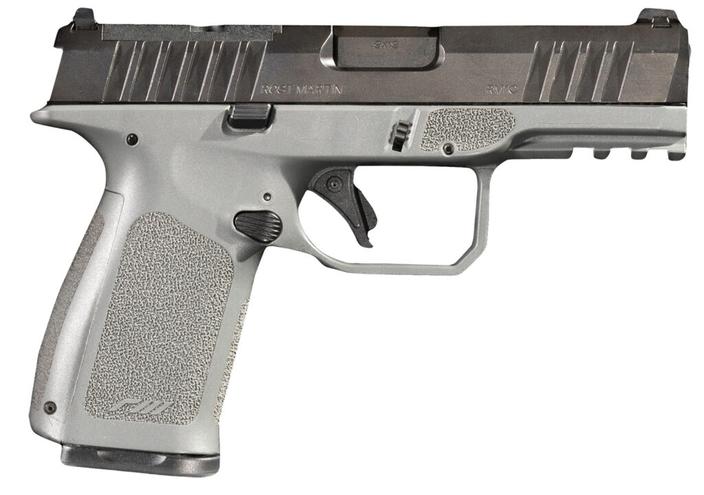 Rost Martin RM1CGRYOSP RM1C  9mm Luger 17+1 4" Black Match Grade Barrel, Black Tenifer Optic Ready/Serrated Steel Slide, Stone Gray Polymer Frame w/Picatinny Rail, Textured Grip, Ambidextrous