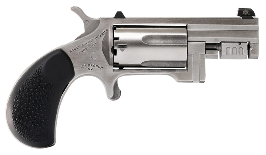 North American Arms SNT Sentinel 22 WMR 5 Shot 1.42" Matte Stainless Steel Barrel, Stainless Cylinder, Matte Stainless Steel Frame, Slip-on Rubber Pebble Grip, Exposed Hammer