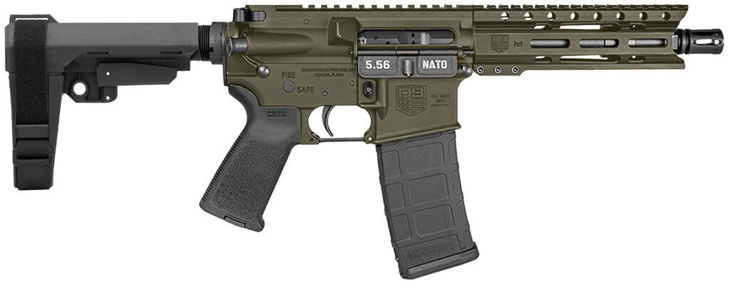 Diamondback DB1913K101 DB15  5.56 NATO 30+1 7" Black Nitride Heavy Threaded Barrel, OD Green Cerakote Picatinny Rail Aluminum Receiver, 6" M-LOK Handguard, SB Tactical Brace & Black Magpul MOE Grip