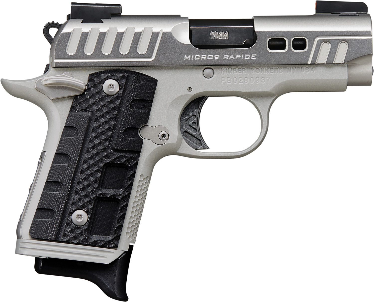 Kimber Mfg.,inc 3300223 Micro 9 Rapide Black Ice 9mm 7+1 3.15" Silver/Grey KimPro II Black G10 Grip