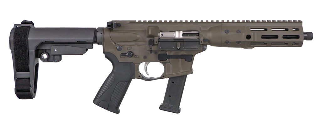 LWRC ICP9PBC8SBA3 IC-9 9mm Luger 8.50" 33+1 Black Nitride Threaded Barrel, Patriot Brown Anodized Aluminum Picatinny Rail Receiver, SB Tactical SBA3 Brace, LWRC Ultra Combat Grip, Ambidextrous
