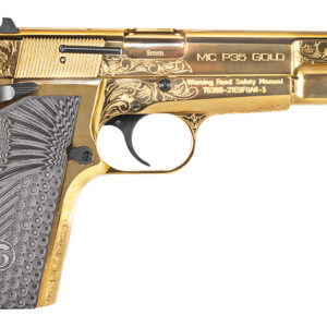 Girsan 390488 MC P35  9mm Luger 15+1 4.87" Gold Plated PVD Stainless Steel Barrel, Gold Finish Engraved Serrated Stainless Steel Slide, Gold Plated Steel Frame w/Beavertail, G10 Grip