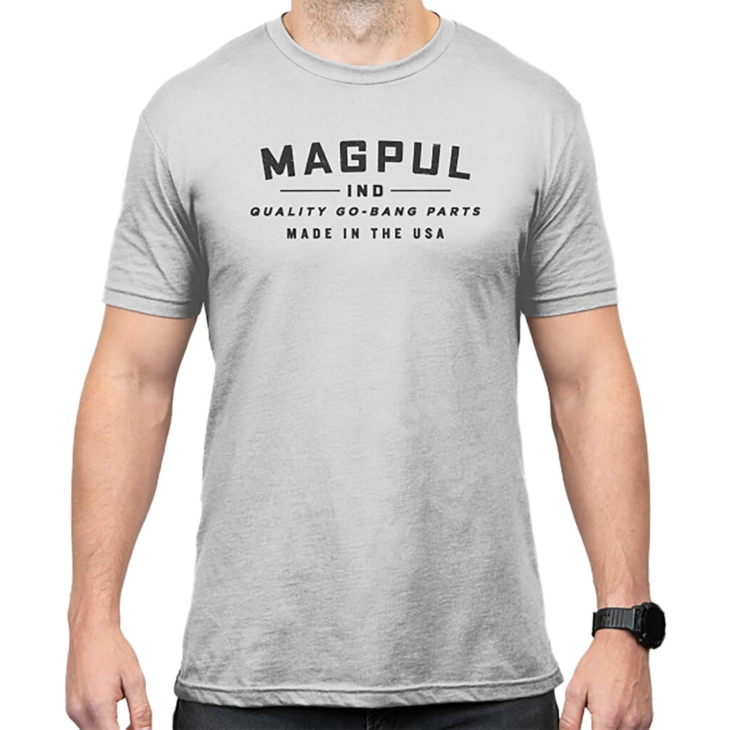 Magpul MAG1112-041-S Go Bang Parts  Stone Gray Heather Cotton/Polyester Short Sleeve Small