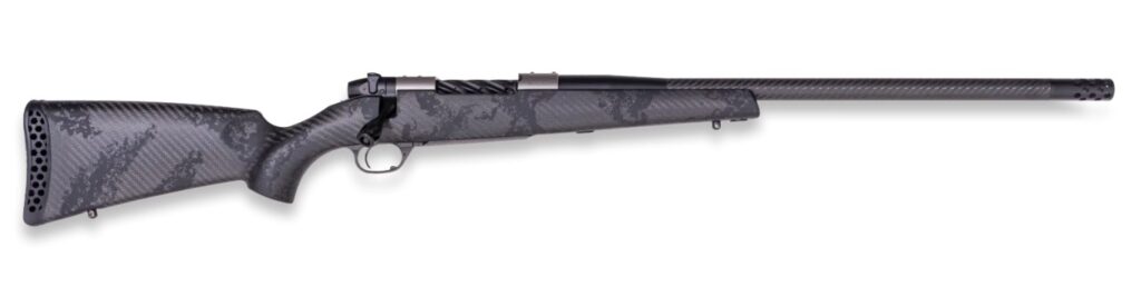 Weatherby MGT01N7MMBR2B Mark V Backcountry Guide TI 7mm BC 3+1 22" Graphite Black Cerakote Fluted Threaded Carbon Barrel, Titanium Drilled & Tapped Receiver, Exposed Carbon w/Carbide Black Accents Fix