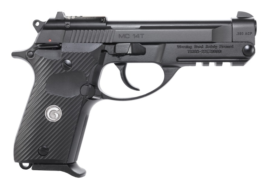 Girsan 390852 MC 14T *CA Compliant 380 ACP 10+1 4.50" Black Tip-Up Barrel, Black Steel Serrated Slide, Black Polymer Frame w/Accessory Rail, Textured Grip, RMSc Footprint