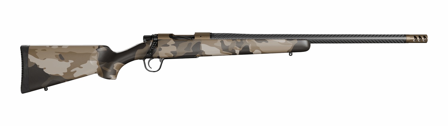 Christensen Arms 801-060083-00 Ridgeline FFT Full Size 22 Creedmoor 4+1 20" Carbon Fiber Threaded Barrel, Burnt Bronze Cerakote Steel Drilled & Tapped Receiver, Barren Dune Camo Fixed Synthetic Stock
