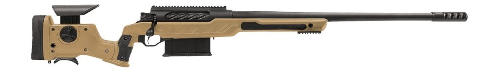 Cadex Inc CDXBMGQUA5029HI20I1J5N BMG Quake  50 BMG 3+1 29" Black DLC Match Grade Threaded Barrel, Black DLC Receiver w/Picatinny Rail, Adj Cheek Piece & LOP Hybrid Tan Polymer Stock