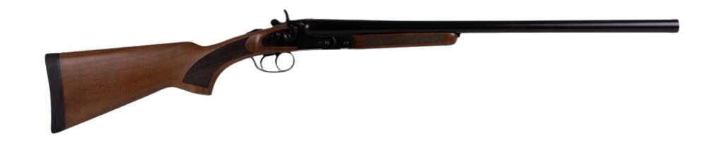 Derya Firearms EX1400.12.24 EX1400 12 Gauge Break Open 2rd 24" Black Chrome Side By Side Barrel, Black Chrome Steel Receiver, Fixed Walnut Stock