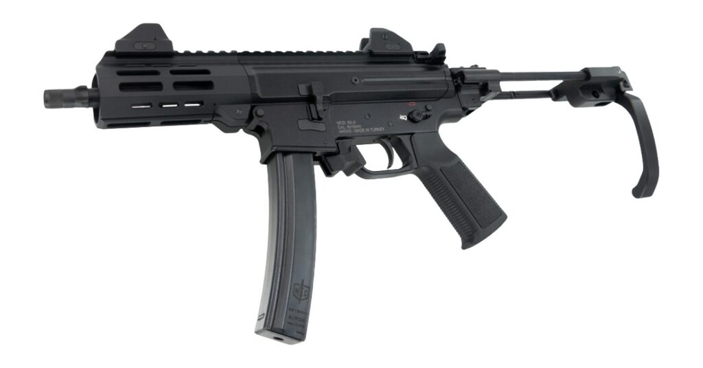 MAC 12755002 IX 9mm Luger 6.50" Black Anodized Threaded Barrel & Receiver w/Picatinny Rail, M-LOK Handguard, Black Polymer Tailhook Retractable Brace