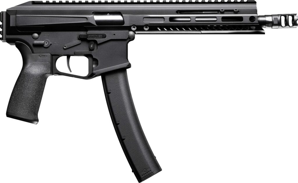 Patriot Ordnance Factory 02542 Phoenix  9mm Luger 35+1 8.50" 8" Black Threaded Barrel, Black Anodized Aluminum Receiver w/Picatinny Rail, M-LOK Handguard MFT Grip, Rear Picatinny Rail, Ambidextrous