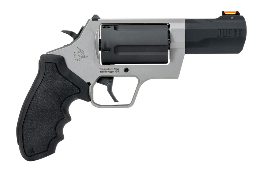 Taurus 2-JUDGE35 Judge 45 Long Colt/410 Gauge 5 Shot 3" Stainless Steel Barrel & Frame, Black Stainless Steel Cylinder, Black Rubber Grip, Transfer Bar Safety